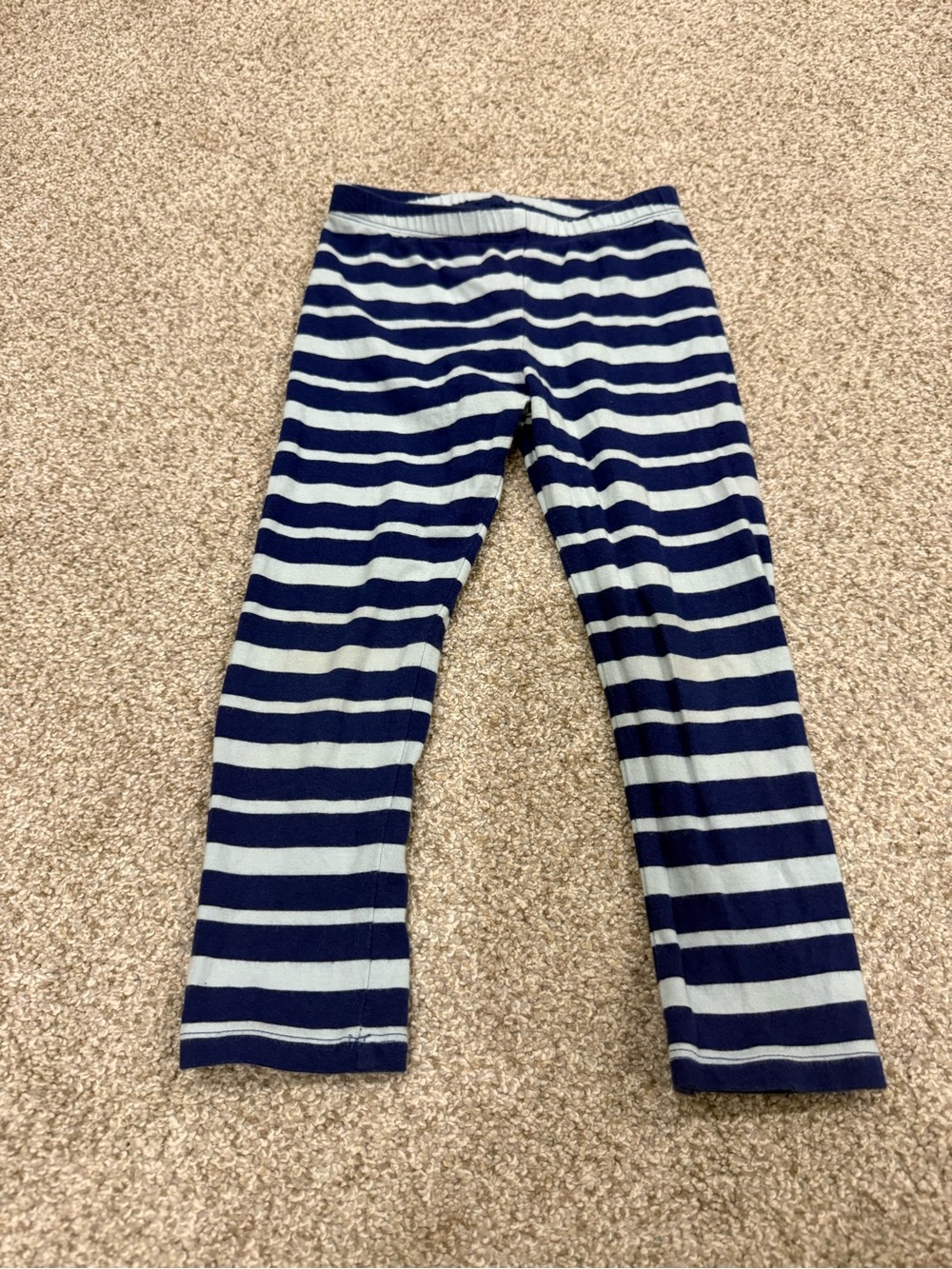 Persnickety Navy and White Striped Kids Leggings - Stretch Knit